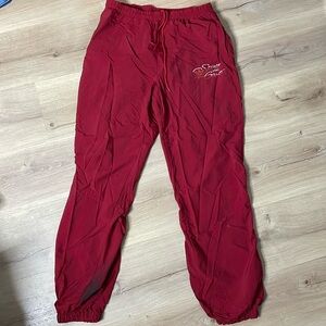 Vintage 1984 Adidas Olympics Pants. Red. Distressed. Stain right leg.